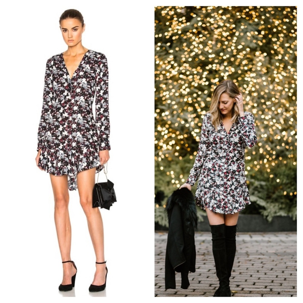 Veronica Beard / Franklin floral ruffle long sleeve mini dot Dress size 2 - Picture 1 of 7